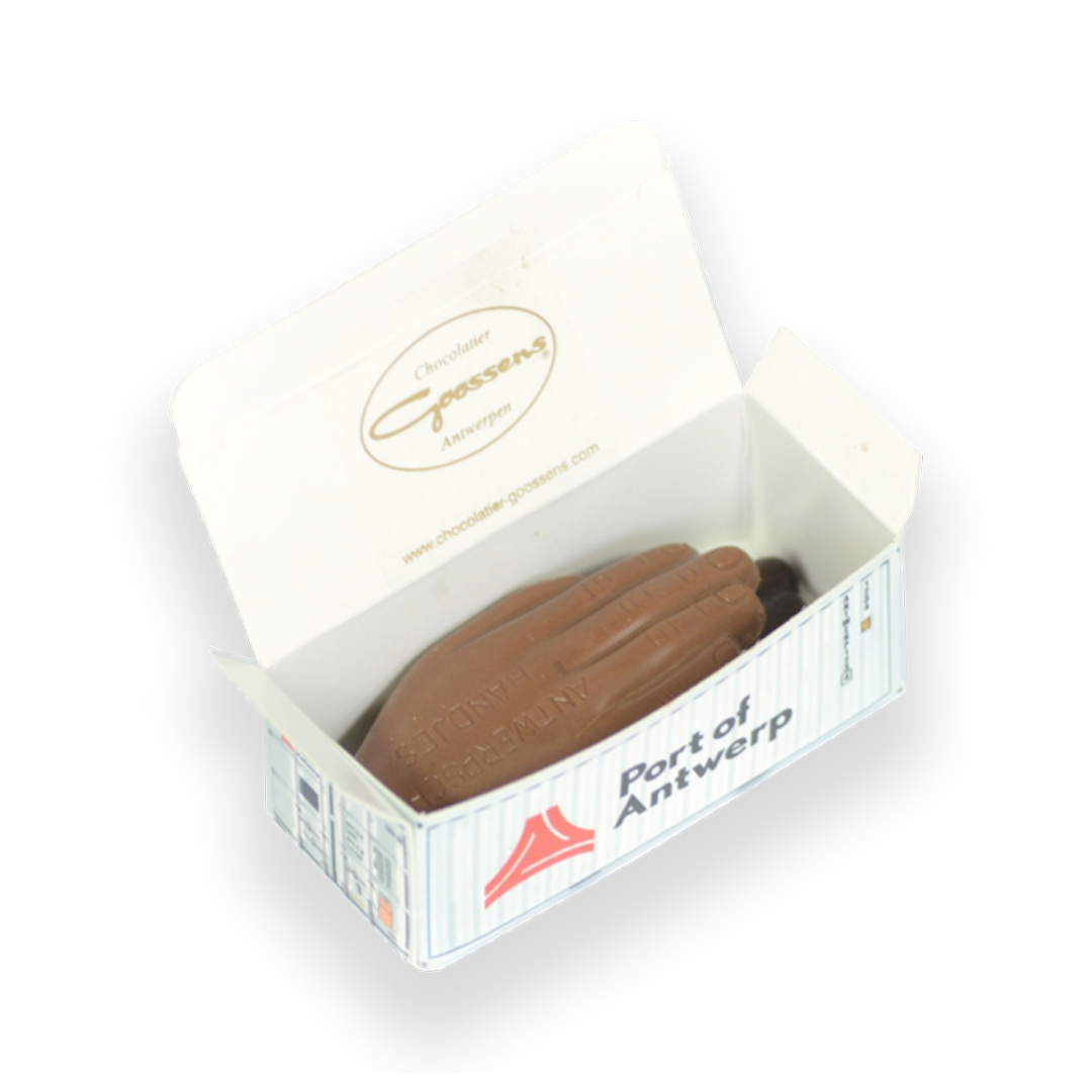 Goossens Antwerp Mini Container — 2 Chocolate Antwerp Hands
